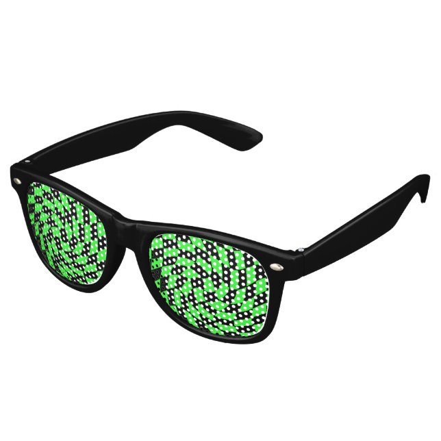 Retro black green chequerboard sunglasses (Angled)