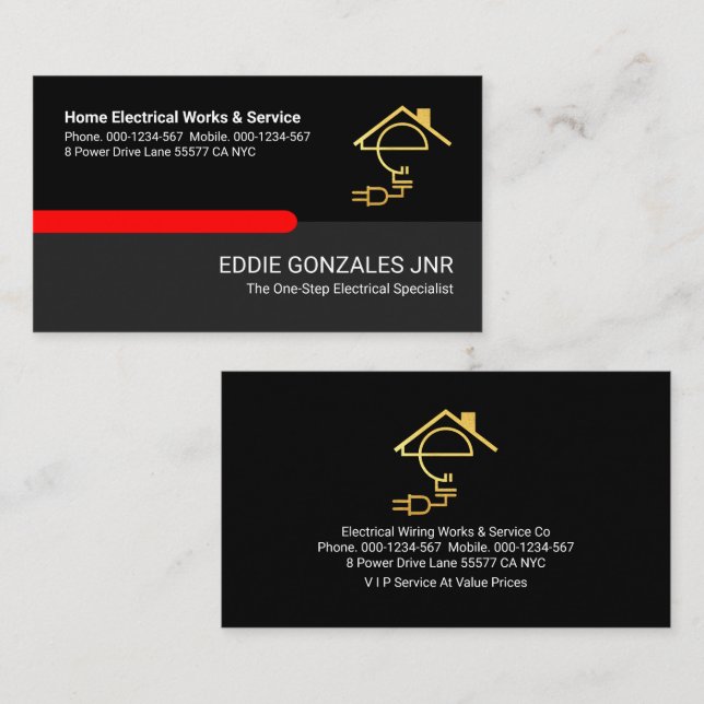 Retro Black Grey Electrical Layers Business Card (Front/Back)