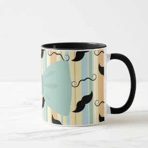 Retro Black Handlebar Moustache Bowtie Pattern Mug