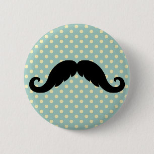 Retro Black Handlebar Moustache Moustache 2 Inch Round Button