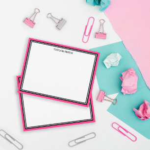 Retro Black Hot Pink Borders Add Your Name Card