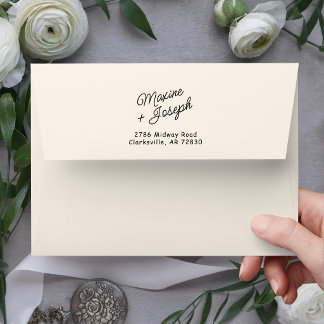 Retro Black & Ivory Hand Drawn Bow Wedding Envelope