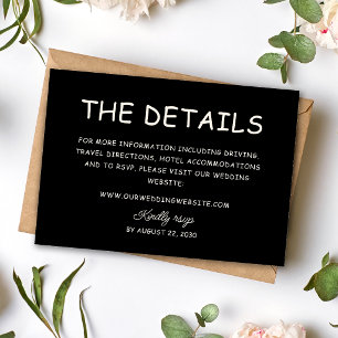 Retro Black & Ivory Wedding Information Enclosure Card