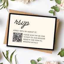 Retro Black & Ivory Wedding QR Code