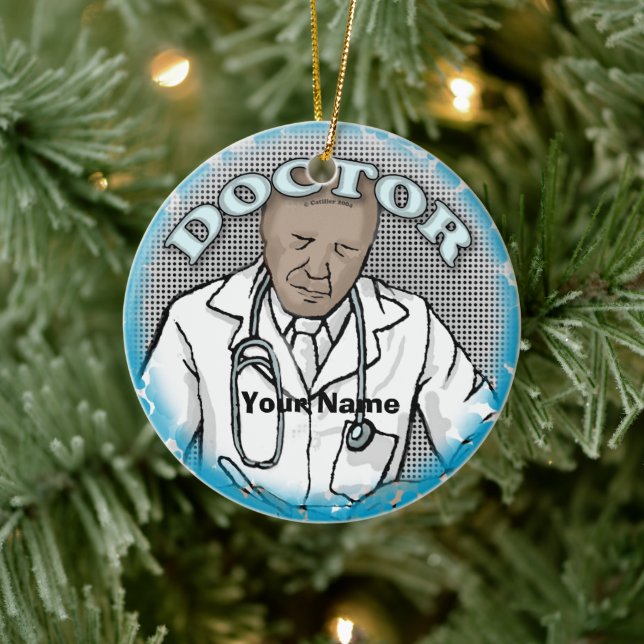 Retro black Male Doctor Ceramic Ornament (Tree)