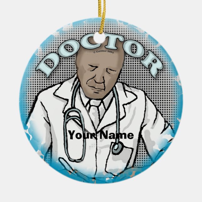 Retro black Male Doctor Ceramic Ornament (Front)