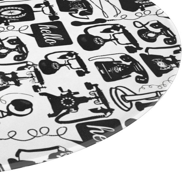 Retro Black or any colour & White Telephone Patter Cutting Board (Corner)
