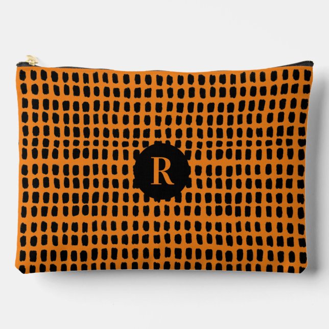 Retro Black Orange Simple Abstract Line Art Accessory Pouch (Front)