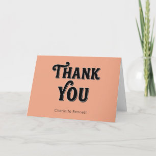 Retro Black orange Typography personalized Thank You Card