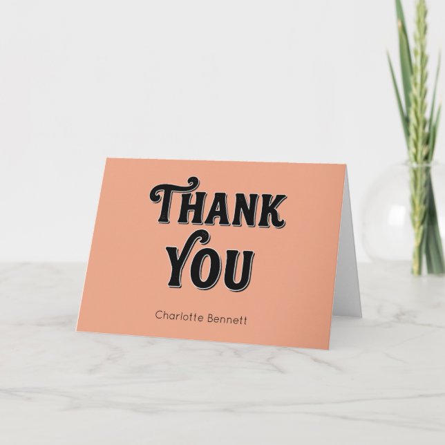 Retro Black orange Typography personalized Thank You Card (Front)