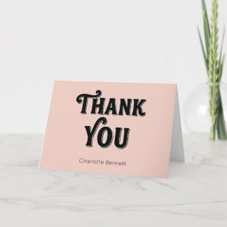 Retro Black Peach Typography personalized Thank You Card