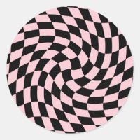 Retro Black Pink Pastel Warped Checks Chequered