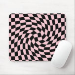 Retro Black Pink Warped Checks Chequered Dorm     Mouse Pad<br><div class="desc">Modern and trendy warped checks. Retro chequered pattern design in groovy vibrant colours. Chequered home decor and gifts. This nice retro psychedelic design takes you to the wonderland. Warped checks in vibrant colours. Twirl and swirl,  twist checks,  chequered chequerboard pattern</div>