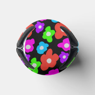 Retro Black Rainbow pride colour Flowers Pattern Can Cooler