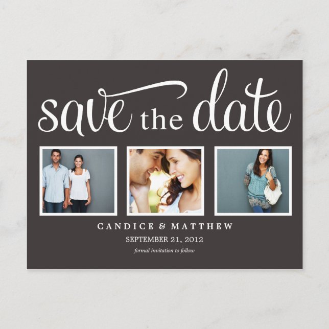 RETRO BLACK | SAVE THE DATE ANNOUNCEMENT POSTCARD (Front)