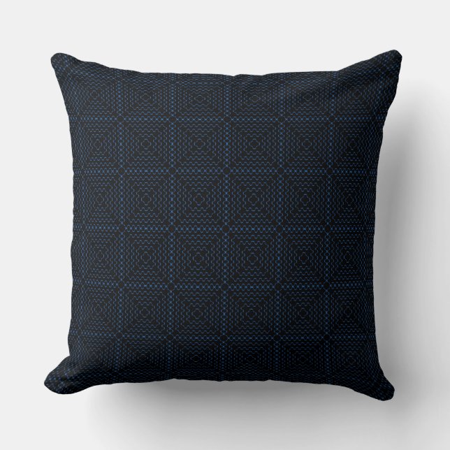 Retro Black Squares Pattern Throw Pillow (Front)