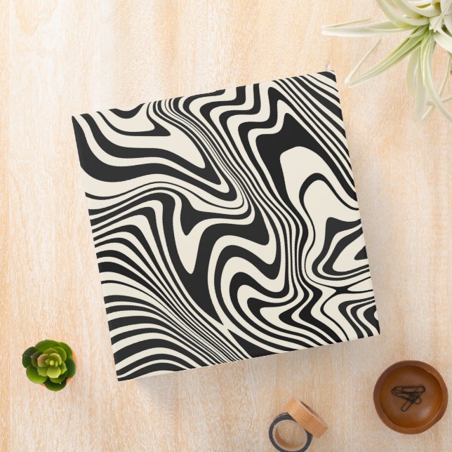 Retro Black Swirl Abstract Pattern Binder (In Situ)
