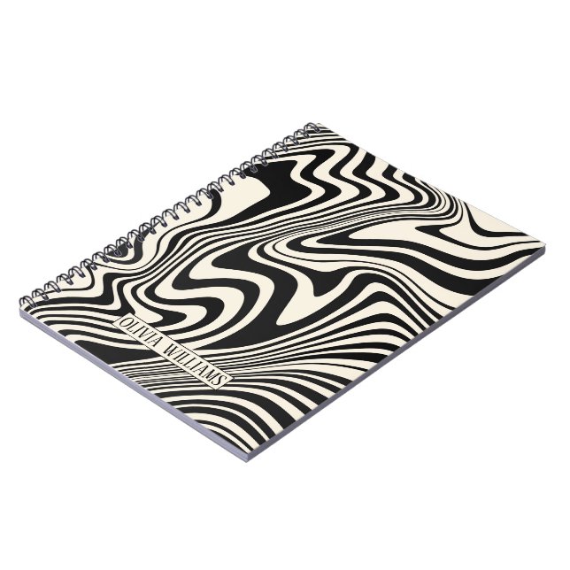 Retro Black Swirl Abstract Pattern Notebook (Left Side)