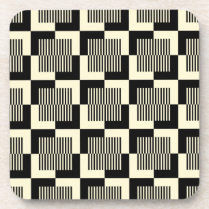 Retro Black & Tan Pattern Coaster