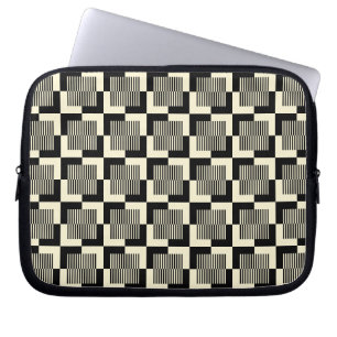 Retro Black & Tan Pattern Laptop Sleeve