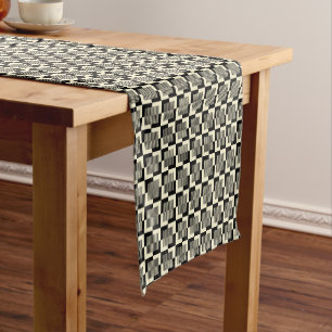 Retro Black & Tan Pattern Short Table Runner