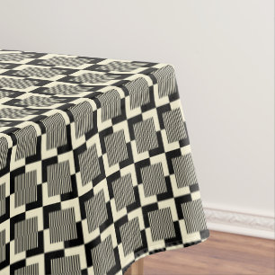 Retro Black & Tan Pattern Tablecloth