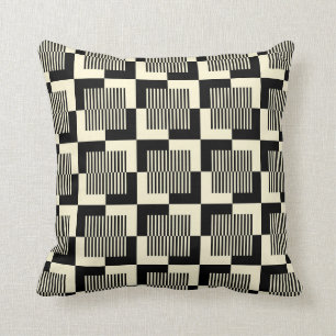 Retro Black & Tan Pattern Throw Pillow