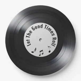 Retro Black Vinyl LP Record  Paper Plate