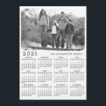 Retro Black White 2021 Calendar Family Name Photo<br><div class="desc">If you are looking for the unique retro style black and white 2021 photo calendar magnet for the fridge, then try this template. It's easy to personalize and customize with a custom photo and family name. Even the colourful picture becomes black and white (click "Personalize this template" and change the...</div>