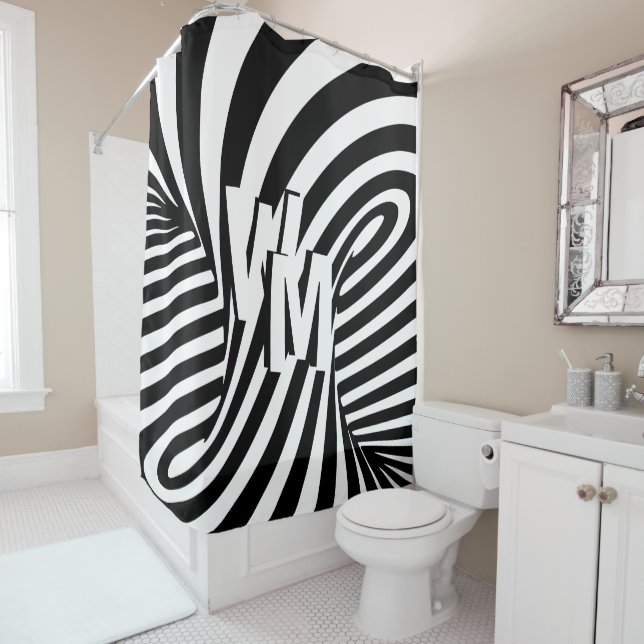 Retro Black White Abstract Zebra Pattern Initials (In Situ)
