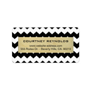 Retro Black White and Beige Chevron Pattern Label