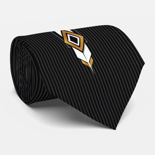Retro Black, White and Gold Window Tie (Rolled)