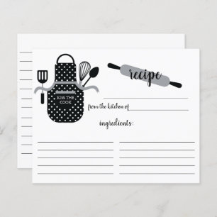 Retro Black White Apron Kitchen Tools Recipe Card
