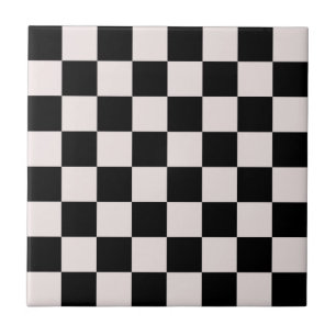 Retro Black White Checks Chequerboard Pattern   Tile
