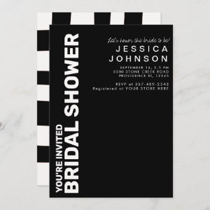 Retro Black White Chequerboard Bridal Shower  Invitation