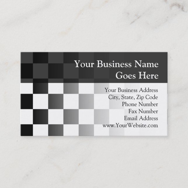 Retro Black/White Contrast Chequerboard Pattern Business Card (Front)