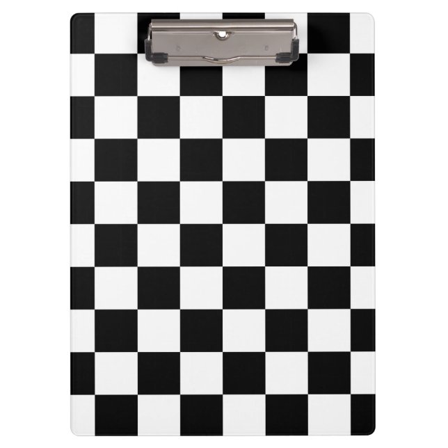 Retro Black/White Contrast Chequerboard Pattern Clipboard (Front)
