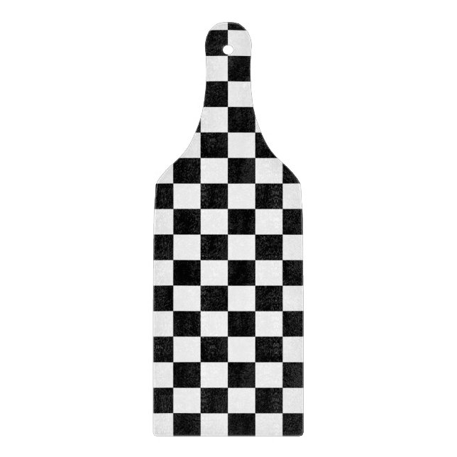 Retro Black/White Contrast Chequerboard Pattern Cutting Board (Front)
