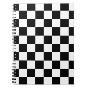 Retro Black/White Contrast Chequerboard Pattern Notebook
