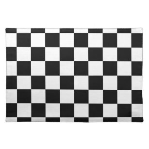 Retro Black/White Contrast Chequerboard Pattern Placemat