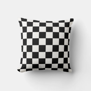 Retro Black/White Contrast Chequerboard Pattern Throw Pillow