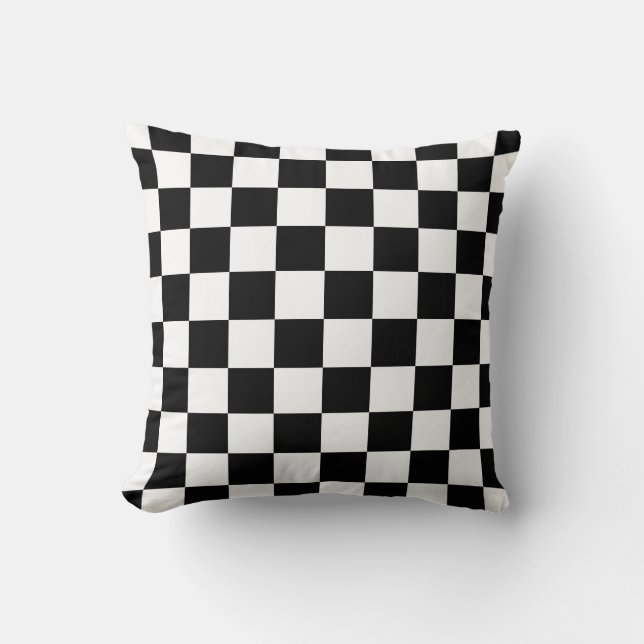 Retro Black/White Contrast Chequerboard Pattern Throw Pillow (Front)