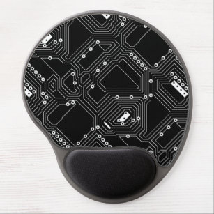 Retro Black White Cool Computer Circuit Board Gel Mouse Pad