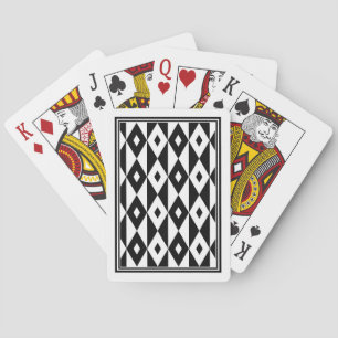 Retro Black White Diamond Shaped Modern Pattern Playing Cards