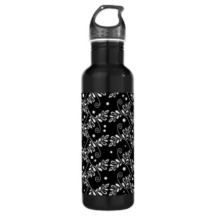 Retro black white floral 710 ml water bottle