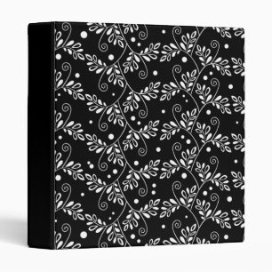 Retro black white floral Binder