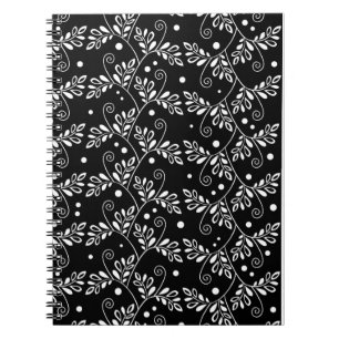 Retro black white floral Notebook