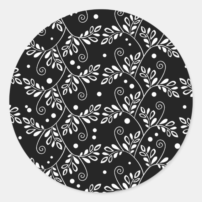 Retro black white floral Sticker (Front)