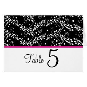 Retro black white floral Table Number Card