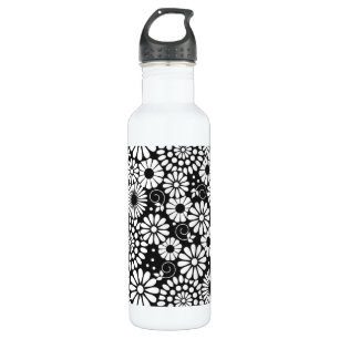 Retro black white flowers 710 ml water bottle